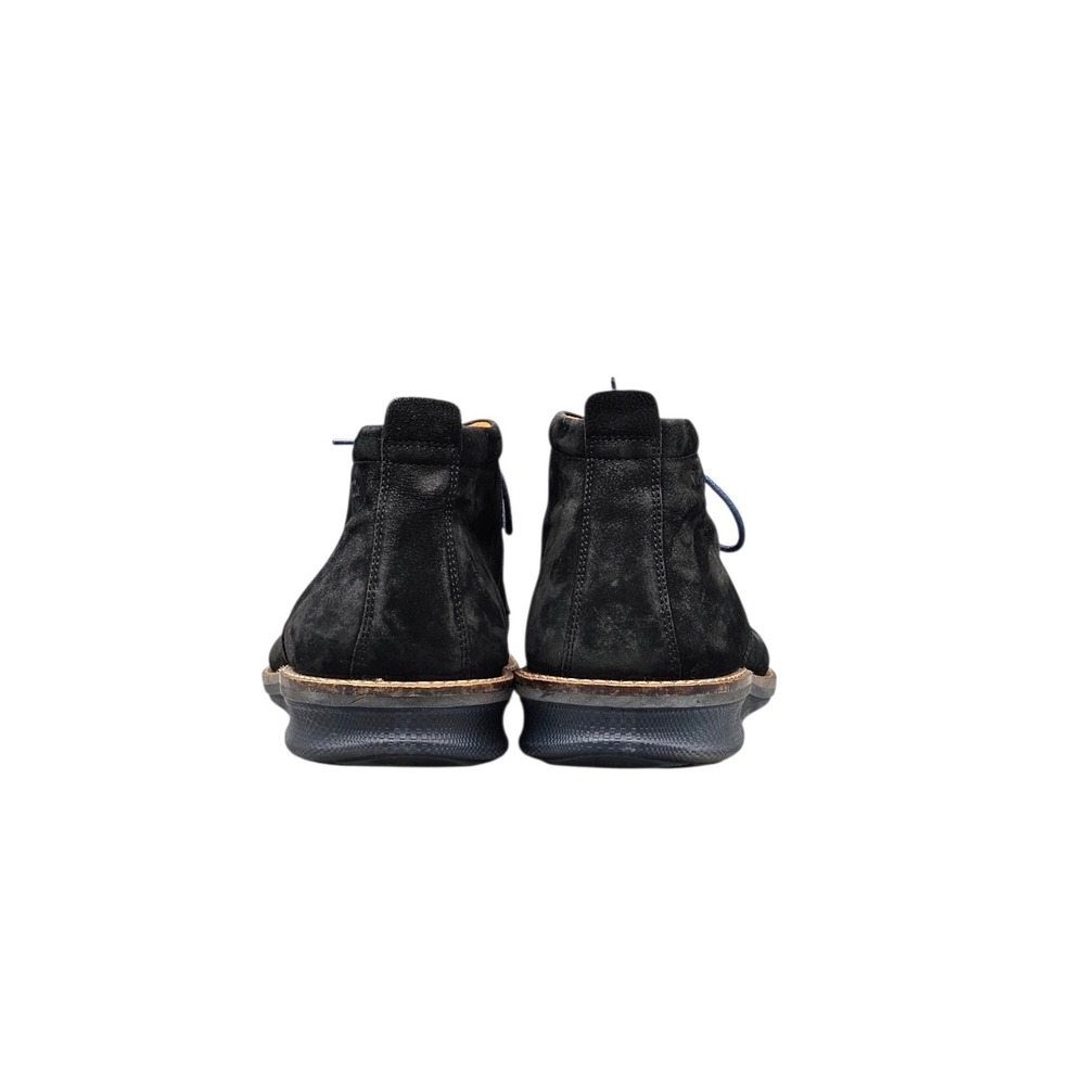 Ecco Men's Size 10 EUC Hybrid Black Nubuck Leather Blue Sole Chukka Boots Shoes - Picture 4 of 8